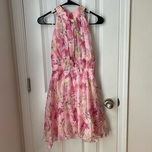 Petal & Pup GARDENIA HALTER MINI DRESS - PINK FLORAL